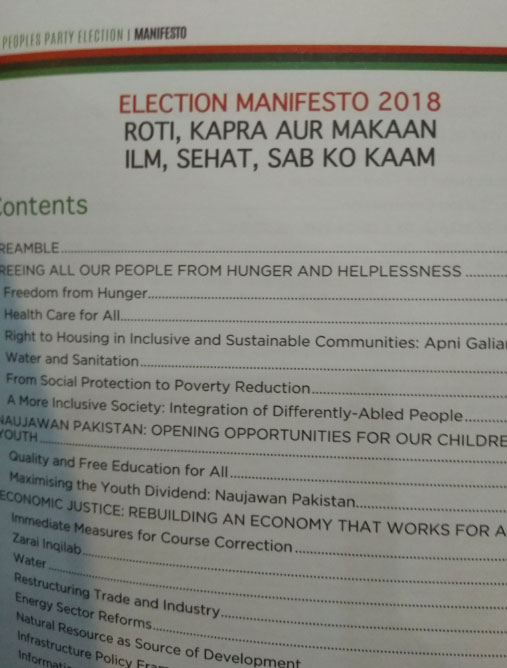 Bilawal presents PPP manifesto for elections 2018