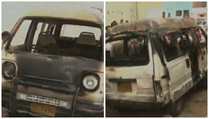 School van catches fire in Karachi, multiple children suffer burns