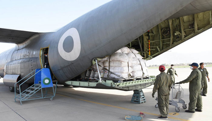 PAF’s C-130 airlifts relief goods to Gwadar