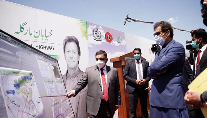 PM Imran Khan performs ground-breaking of Margalla Avenue project in Islamabad. -APP/File