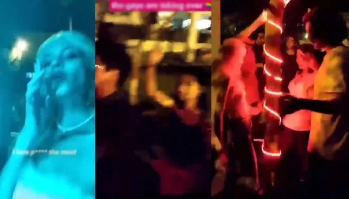 Screengrab from viral video of a party held at IBA Karachi. Twitter/File