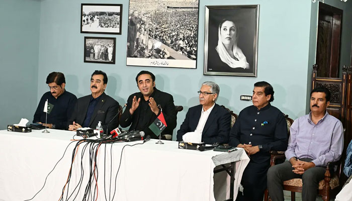 Chairman Pakistan Peoples Party Bilawal Bhutto Zardari addressing a press conference at Zardari House Islamabad on April 2, 2022. -- Twitter