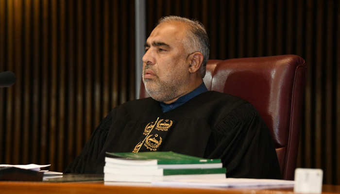 Speaker Asad Qaiser during a session of the National Assembly. —Courtesy NA Twitter