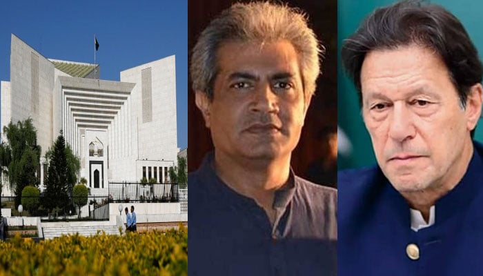 The Supreme Court of Pakistan building. Omar Sarfraz Cheema and Imran Khan. Photo: The News/File