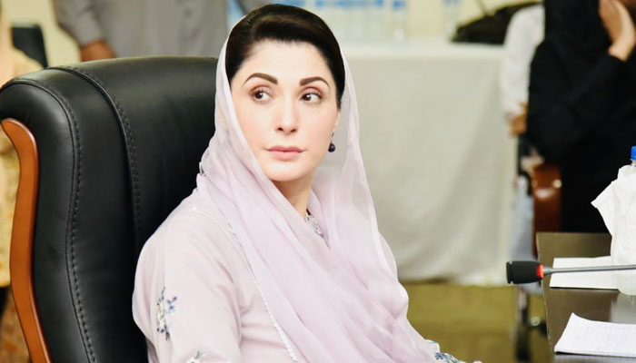 PML-N Vice President Maryam Nawaz addressing the social media team on May 21, 2022. Photo: Twitter/SaniaaAshiq