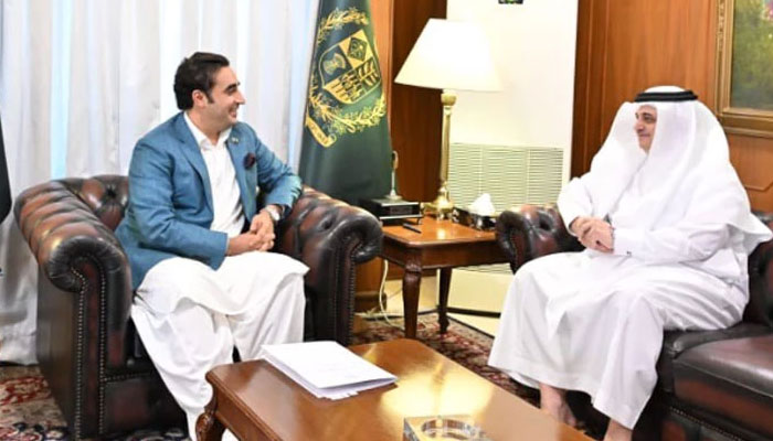 Bilawal received Nawaf bin Saeed A Al Malkiy, Ambassador of the Kingdom of Saudi Arabia in Islamabad on June 17, 2022. Photo: Twitter/BBhuttoZardari