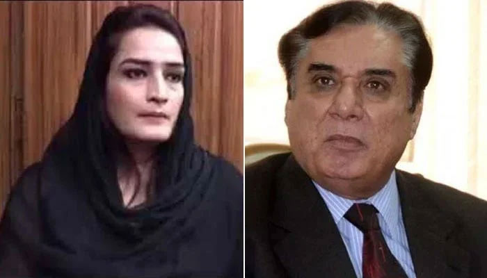 Tayyaba Gul (Left) and former NAB chairman Justice (retd) Javed Iqbal. File photo