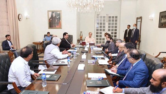 Prime Minister Shehbaz Sharif chairs a meeting on the issues pertaining to Electricity Bills.— APP