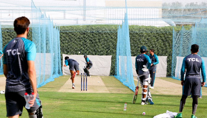 Pakistan team players practice at ICC Academy in Dubai. Couretsy PCB