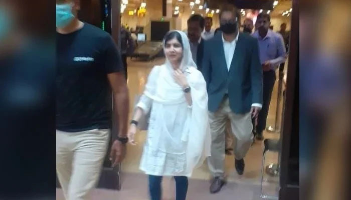 Nobel laureate Malala Yousufzai at the Karachi airport. —Courtesy our correspondent