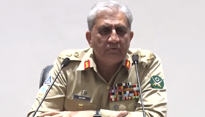 Chief of the Army Staff General Qamar Javed Bajwa addressing the 24th National Security Workshop, on October 21, 2022. — ISPR