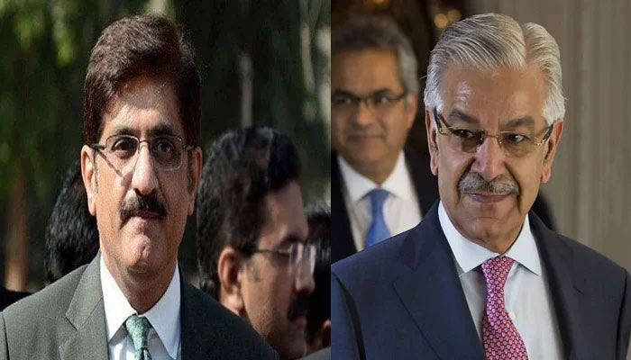 Sindh Chief Minister Murad Ali Shah (Left) and Defence Minister Khawaja Asif. The News/File