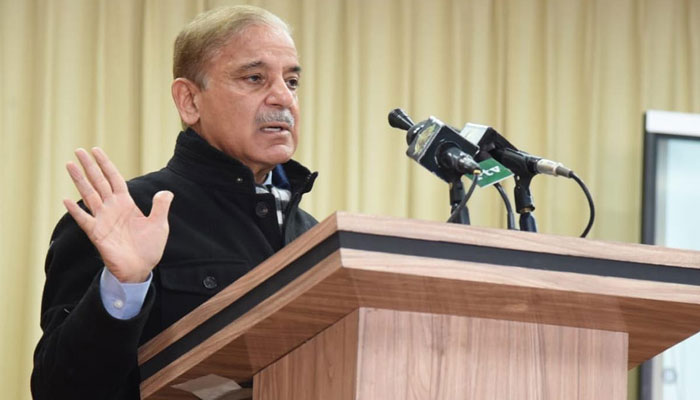 PM Shehbaz addressing a ceremony on january 9, 2023. PID