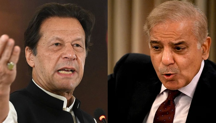 A combo of PTI Chairman Imran Khan (left) and PM Shehbaz Sharif. — AFP/File