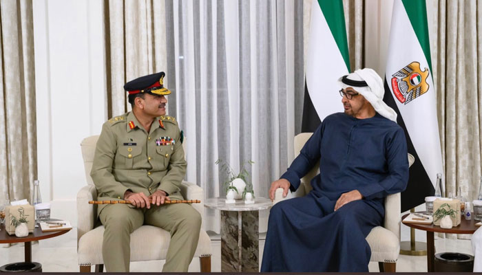 COAS Asim Munir and UAE President Mohamed bin Zayed Al Nahyan.— UAE Embassy