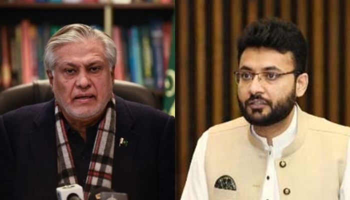 A combo of Finance Minister Ishaq Dar and PTI leader Farrukh Habis pictures. — AFP/provided by author