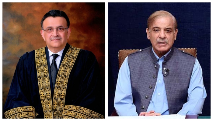 Chief Justice Umar Ata Bandial and Prime Miniseter Shehbaz Sharif. — SC website/APP/File