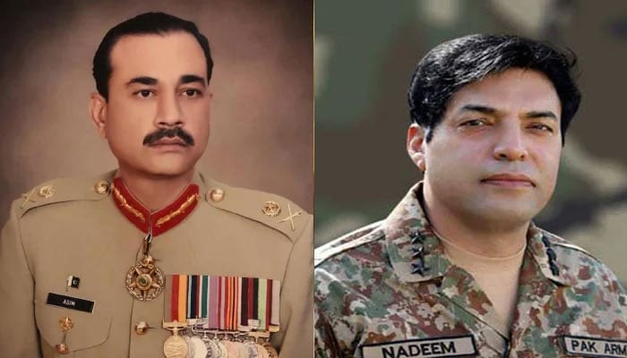 Chief of army staff-designate General Asim Munir (left) and Director General Lieutenant General Nadeem Anjum (R).—ISPR