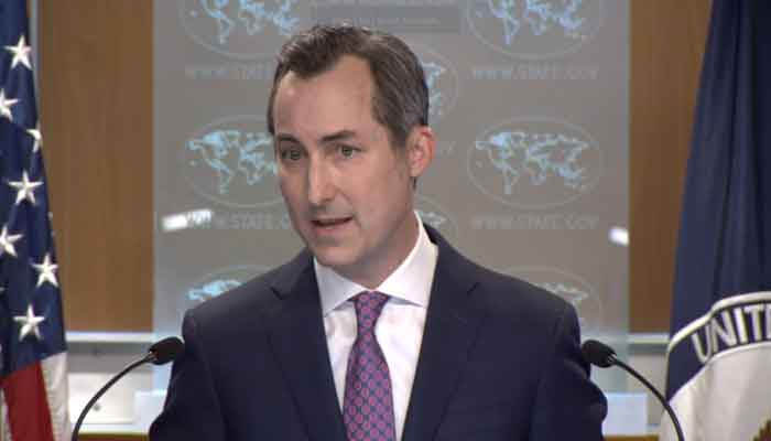 US State Department spokesperson Matthew Miller speaks during a press briefing on May 23, 2023, in this still. — US State Department