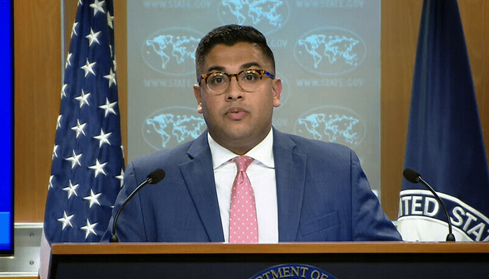 US State Department Spokesperson Vedant Patel addresses a press briefing on March 27, 2023. — AFP