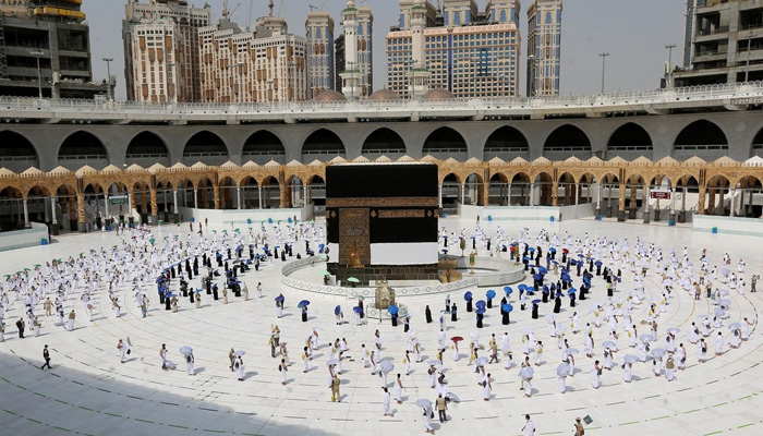 Pilgrims around the Kaaba during Hajj in Makkah, Saudi Arabia on 29 July 2020. — AFP