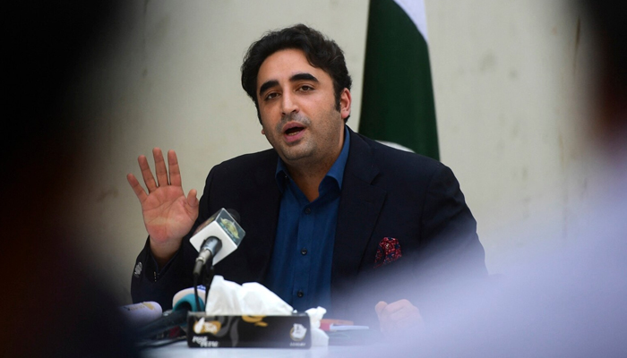 Pakistan Peoples Party (PPP) Chairman Bilawal Bhutto Zardari while speaking to the media. — AFP/File