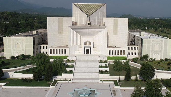 An aerial view taken from the front shows the building of the Supreme Court in Islamabad. — APP/File