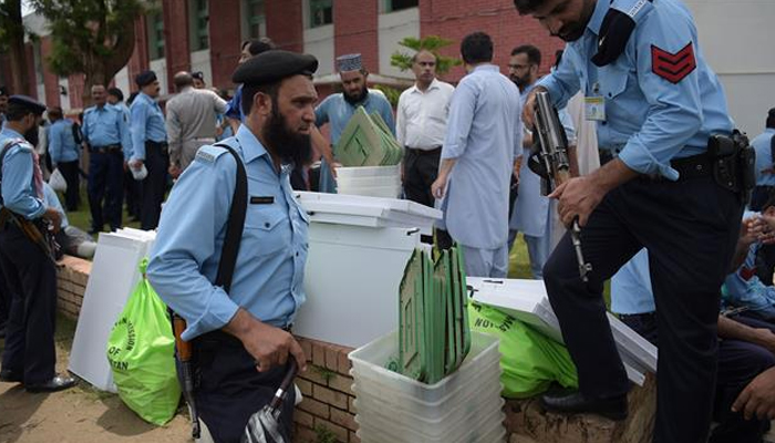 Security personnel during a checking in Islamabad. — AFP/File