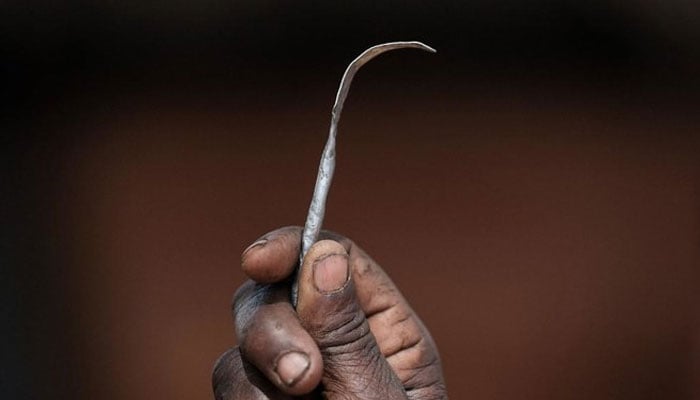 A homemade tool made from a nail used for female genital mutilation can be seen. (File/AFP)