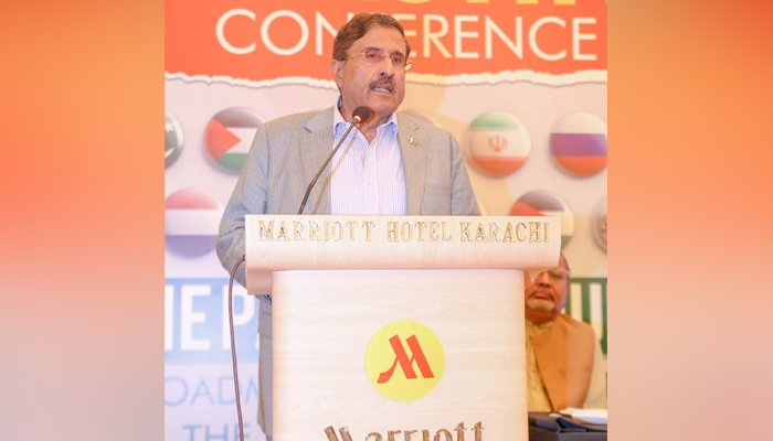 Sindh caretaker home minister Brigadier (retd) Haris Nawaz speaking during a public event in this picture released on March 20, 2023. — Facebook/Brig Haris Nawaz