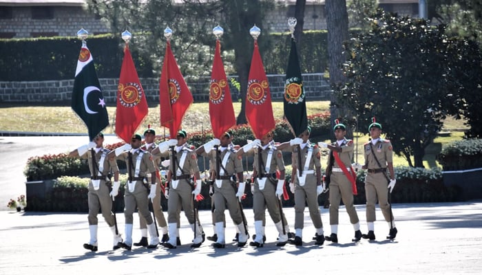 Pakistan Army Cadets during the passing out parade at Pakistan Military Academy (PMA) Kakul on October 21, 2023. — X/@PakistanFauj