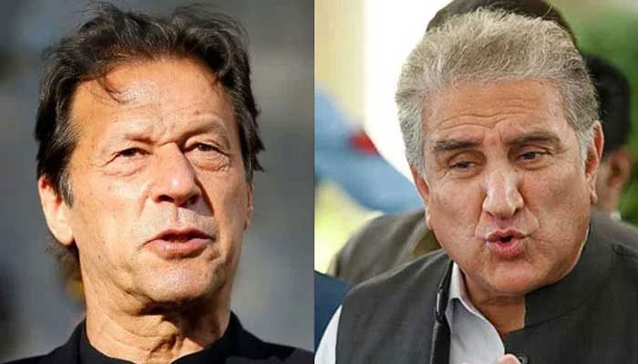 Former prime minister Imran Khan (Left) and former foreign minister Shah Mehmood Qureshi. The News/File