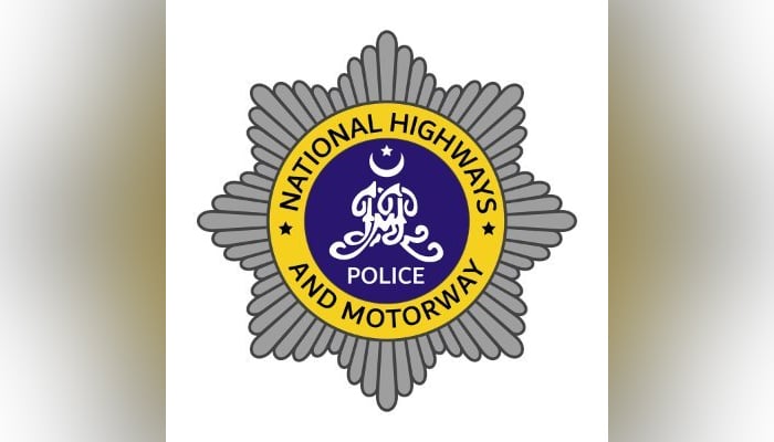 The National Highway and Motorway Police (NHMP) logo can be seen in this picture. — X/@NHMPofficial