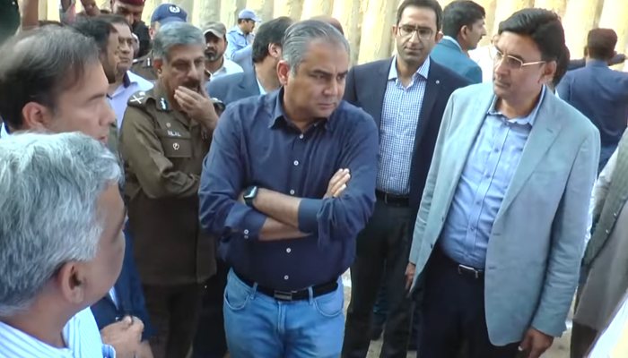 Caretaker Punjab Chief Minister Mohsin Naqvi while visiting Khalid Butt Chowk in this still taken from a video released on October 26, 2023. — Facebook/Lahore Development Authority