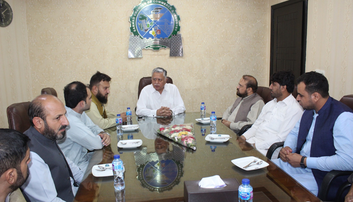 Sarhad Chamber of Commerce and Industry (SCCI) chief Fuad Ishaq while speaking in a meeting in this picture released on October 25, 2023. — Facebook/Sarhad Chamber Peshawar