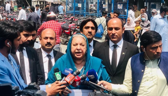 PTI Punjab former president Dr Yasmin Rashid while speaking with the media in this picture released on May 4, 2023. — Facebook/Dr. Yasmin Rashid