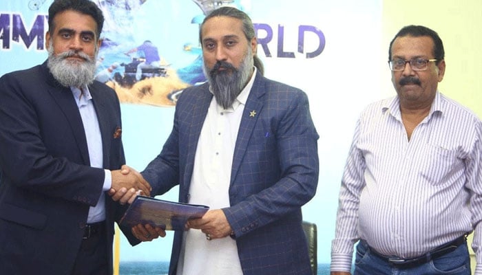 CEO Virtual Axis Khawaja Ahmed Mustaqeem, and Group Head Dreamworld Peer Syed Muhammad Khurram Shah Jeelani signed the MoU.. dailynationalcourier.com/