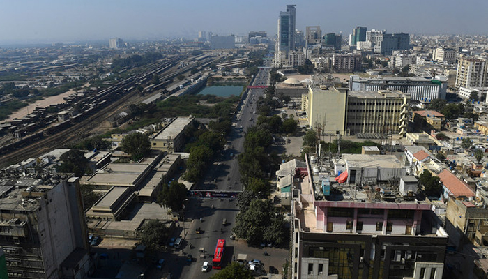 This general view shows the commercial district of Pakistans port city of Karachi. — AFP/File