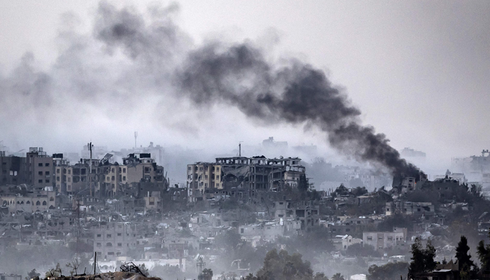 A picture taken from Israel´s southern city of Sderot shows smoke rising during Israeli bombardment of the Gaza Strip on October 29, 2023. — AFP