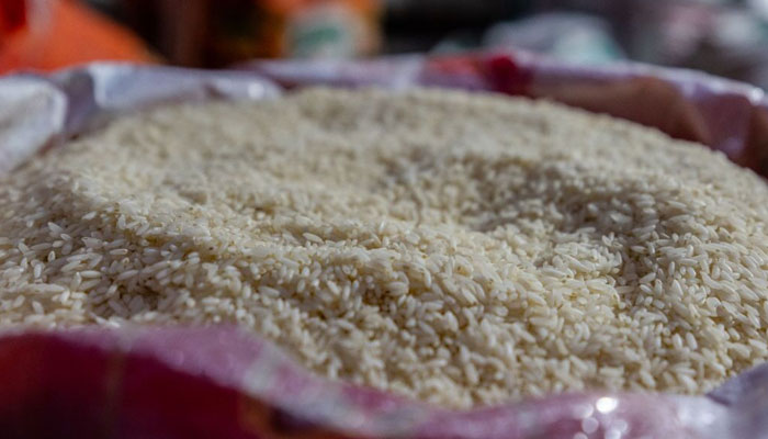 The picture shows a sack of rice at a shop. — Bloomberg