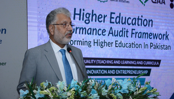 Chairman of the HEC Dr Mukhtar Ahmad can be seen in this image released on August 12, 2023. — Facebook/Higher Education Commission, Pakistan