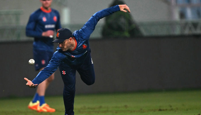 Netherlands Colin Ackermann at a practice session in Lucknow. — AFP File