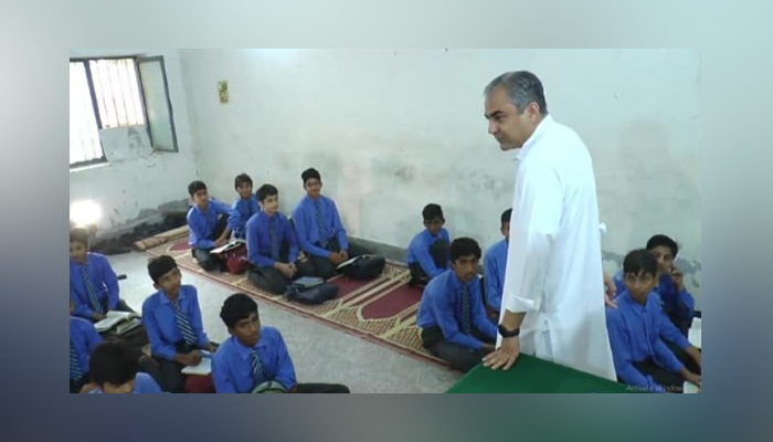 Chief Minister Mohsin Naqvi interacted with the students of the Government Junior Model High School, Model Town on November 2, 2023. — Facebook/Govt of Punjab