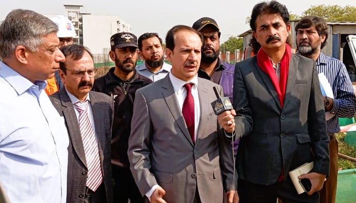 Dr. Nadeem Jan, Federal Minister for Health speaks as he conducts an inspection of the Federal Government Polyclinic hospitals expansion project on November 2, 2023. — Facebook/Ministry of National Health Services, Regulations & Coordination Islamabad