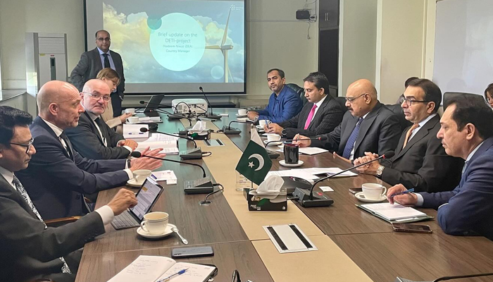 HE Jakob Linulf, the Danish Ambassador (L) and Muhammad Ali, Pakistans Caretaker Minister for Energy, during a meeting aimed to explore the depth of collaboration in the pursuit of a sustainable, green future on November 1, 2023. — Facebook/Embassy of Denmark in Pakistan