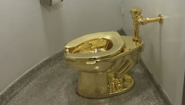 The golden lavatory was stolen from Blenheim Palace in southern England in 2019. — AFP File