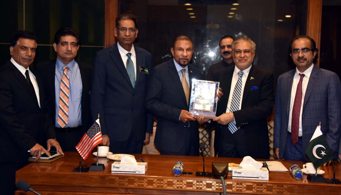 A delegation from the APPAC while meeting with Senator Muhammad Ishaq Dar on November 6, 2023. — Facebook/Senate of Pakistan