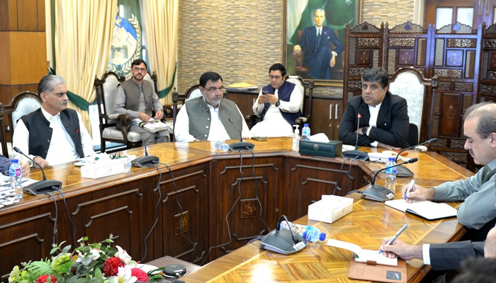 KP Chief Secretary Nadeem Aslam Chaudhary speaks during a meeting in this image released on October 20, 2023. — Facebook/Chief Secretary Khyber Pakhtunkhwa