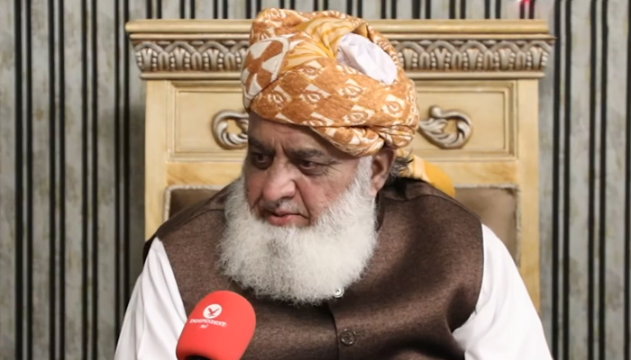 Maulana Fazlur Rehman, the chief of Jamiat Ulema-e-Islam speaks during an interview with the Independent Urdu in this still on November 9, 2023. — Facebook/Maulana Fazl ur Rehman