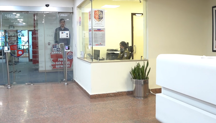 Police Khidmat Markaz counter inside the PSCA building can be seen in this still on November 11, 2023. — Facebook/Punjab Safe Cities Authority